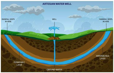 An artesian well taps into a confined aquifer, providing water without ...