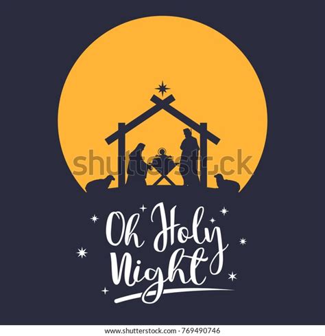 Birth Christ Silhouette Mary Joseph Jesus Stock Vector (Royalty Free ...