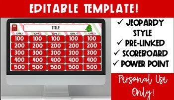 Editable Christmas Jeopardy Template by Mrs Koerners Kreations | TPT