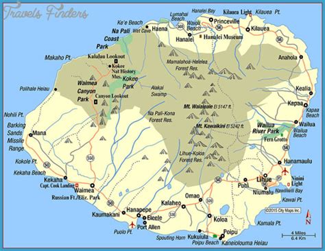 Kauai Map - Travel - Map - Vacations - TravelsFinders.Com