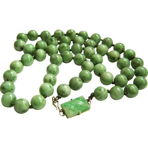 Amazing Vintage Chinese Jade Necklace 29.5" 138.9 g from ...