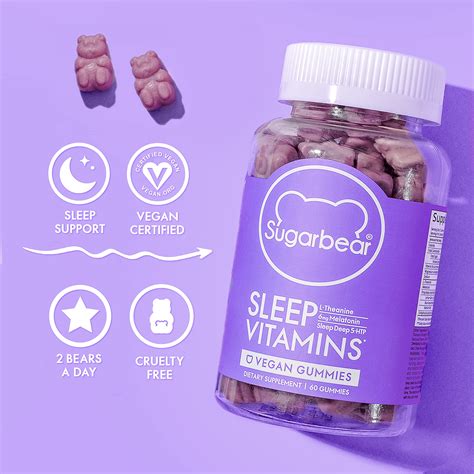 SugarBear Sleep Vitamins, Vegan Gummy Vitamins with Melatonin, 5-HTP ...