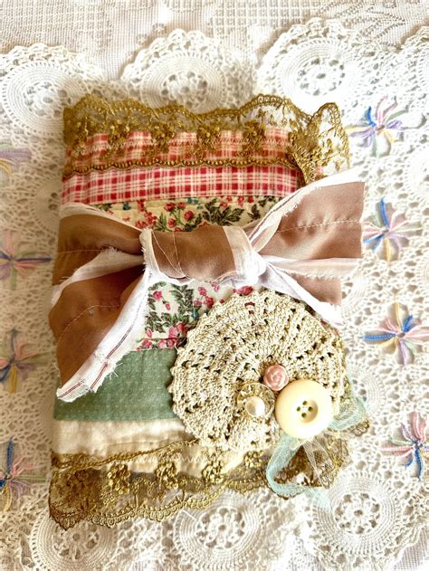 Handmade Sewing Book Quilted Fabric Lace - Etsy