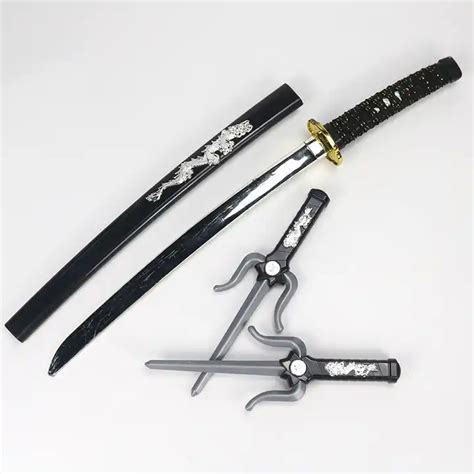 Japanese Ninja Weapons Plastic Toy Samurai 69cm Sword with 2 Knives ...