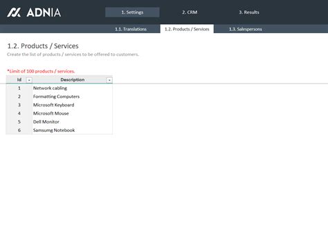 CRM Excel Spreadsheet Template | Adnia Solutions