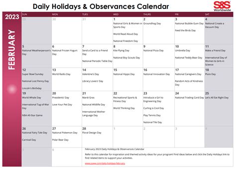 2023 Calendar With Holidays And Observances - Time and Date Calendar ...