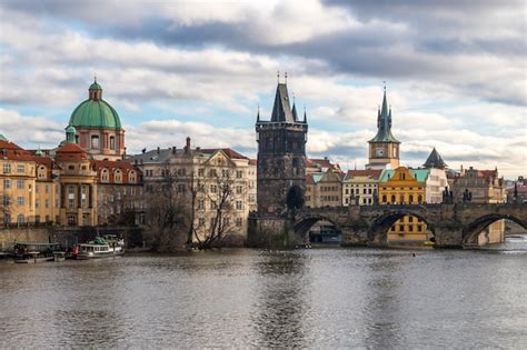 Premium Photo | Vltava river and charles bridge in prague, czech republic.