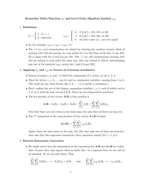 Kronecker Delta Function Δij and Levi-Civita (Epsilon) Symbol Εijk ...