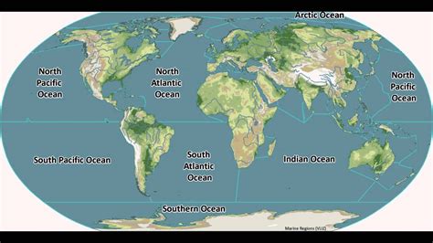 World Map With Names Of Oceans - Latitude And Longitude To Address