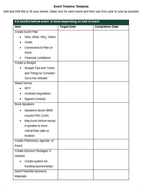 Event Planning Template Word Doc