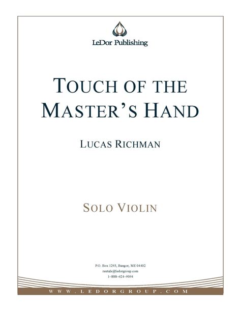 Touch of the Master's Hand - LeDor Publishing