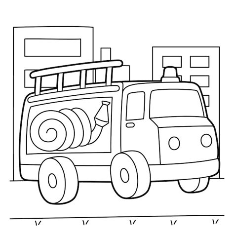 Premium Vector | Fire truck coloring page