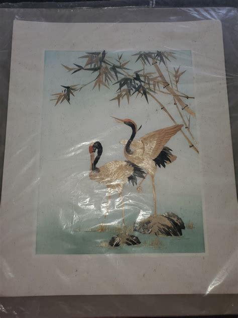 Vintage Wheat Straw Art of 2 Cranes - Etsy