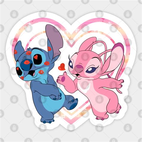 Stitch and Angel Kiss - Lilo And Stitch - Sticker | TeePublic