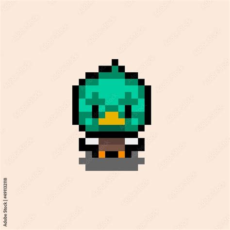 Pixel art little duck cartoon. Cute duck. Animal pixel art game ...