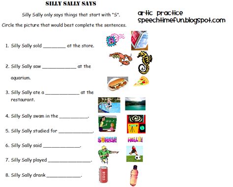 Speech Time Fun: Silly Sally Articulation and Sequencing Activities