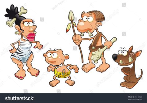 Prehistoric Family Funny Cartoon Vector Characters Stock Vector ...