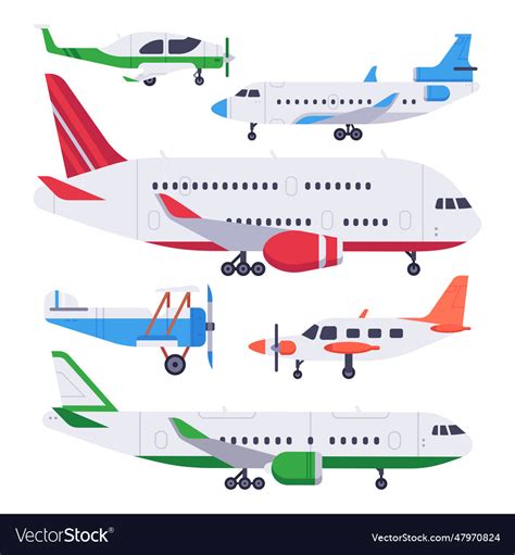 Flat airplanes aviation float airplane private Vector Image