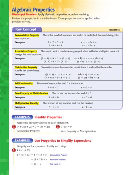 Algebraic Properties