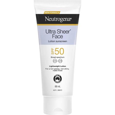 Neutrogena Ultra Sheer Face Lotion Sunscreen Spf 50 88ml | Woolworths