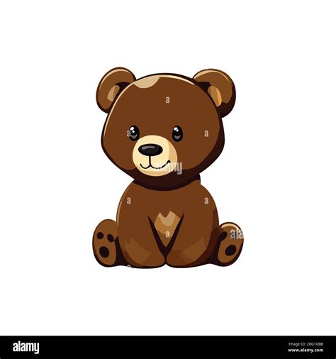 Cute brown teddy bear clipart vector illustration for kids Stock Vector ...