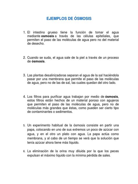 Ejemplos De Ósmosis Pdf