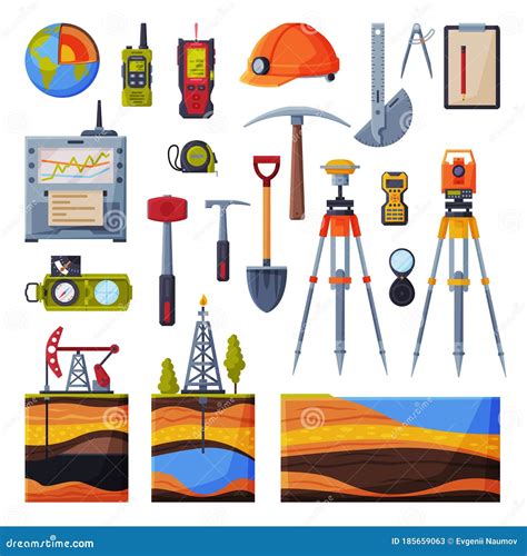 Geodesy Equipment Vector Illustration. Measuring Instruments In Flat ...