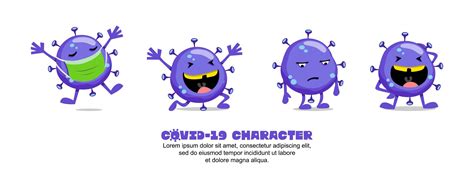 Blue Covid-19 Coronavirus funny cartoon set 1176858 Vector Art at Vecteezy