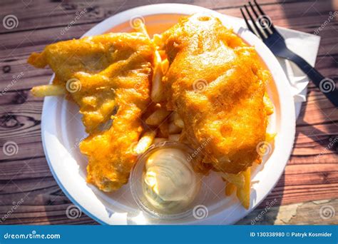 Fried Battered Fish with Chips Stock Photo - Image of traditional ...