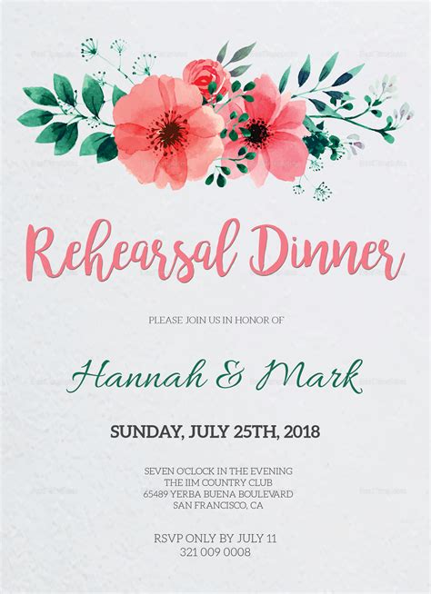 Rehearsal Dinner Invitations Templates