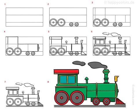 Train Drawing Ideas » How to draw a Train in 7 Steps