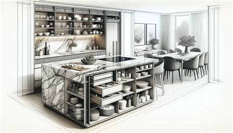 Elegant Open Concept Kitchen Island with Columns Design Ideas