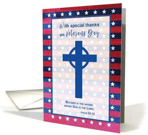 Religious Thanks on Veterans Day Blue Cross card (1583896)