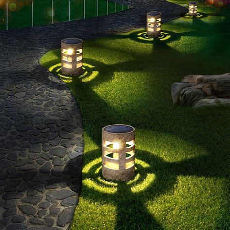 feitigo Solar Lights Outdoor Decorative (4pcs), Auto-work Stone ...