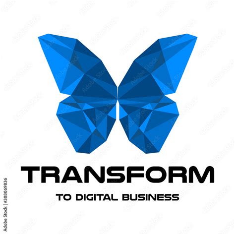 Digital transformation. Logo design. Polygonal color butterfly. vector ...