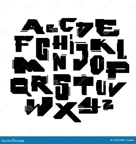 Geometric Modern Cyber Style Font. Vector Alphabet Stock Vector ...