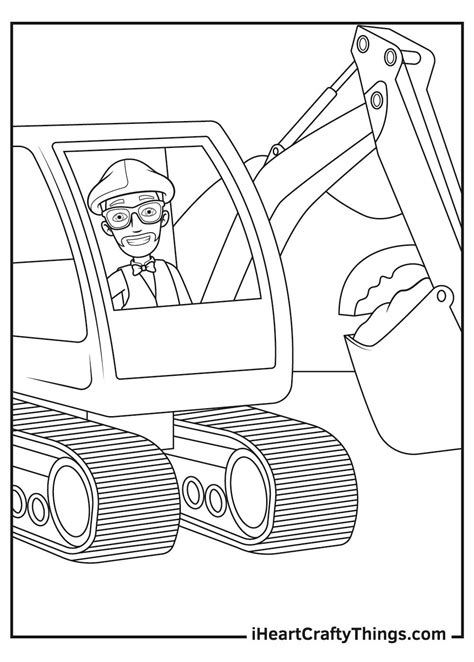 an image of a construction worker in the back of a bulldozer coloring page