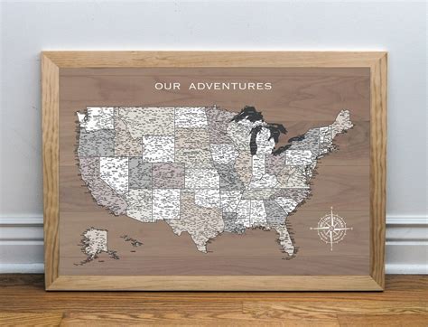 Large Trip Map of USA, Push Pin Travel Map, 3 Styles : Framed Pin Map ...