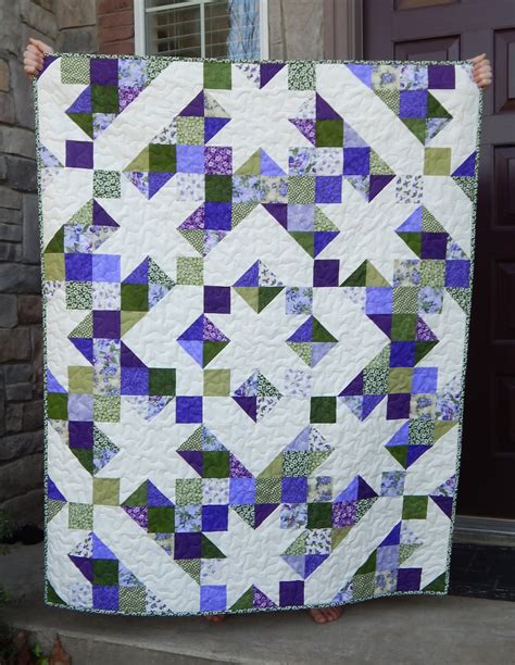 The Fleming's Nine: Sunbeam Quilt in Purple and Green