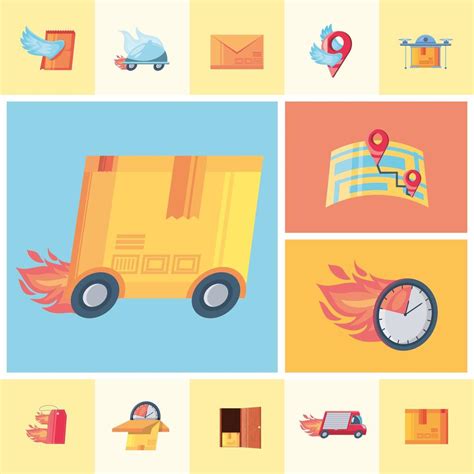 Set of fast delivery icons 1249337 Vector Art at Vecteezy