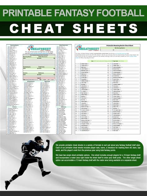 Fantasy Draft Cheat Sheet Printable