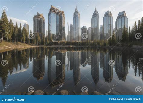 Reflection in the Water of the Twin Towers. Generative Ai Stock ...