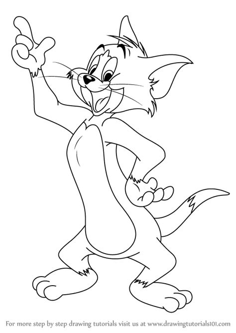 Learn How to Draw Tom Cat (Tom and Jerry) Step by Step : Drawing Tutorials