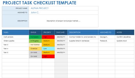 Free Project Task List Templates for Project Management | Smartsheet