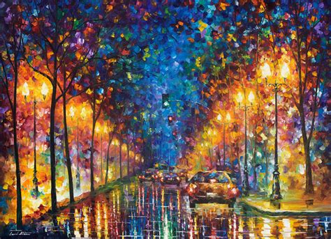 OAKLAND RAIN 2 - PALETTE KNIFE Oil Painting On Canvas By Leonid Afremov ...