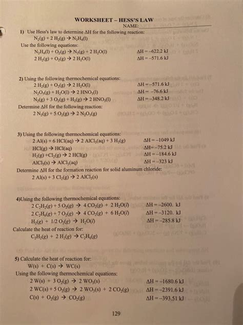 ️Hess's Law Worksheet Free Download| Gambr.co