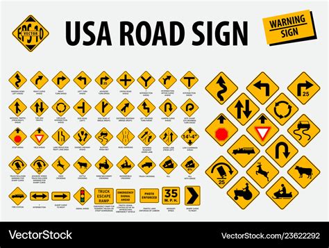 Usa road sign - warning Royalty Free Vector Image