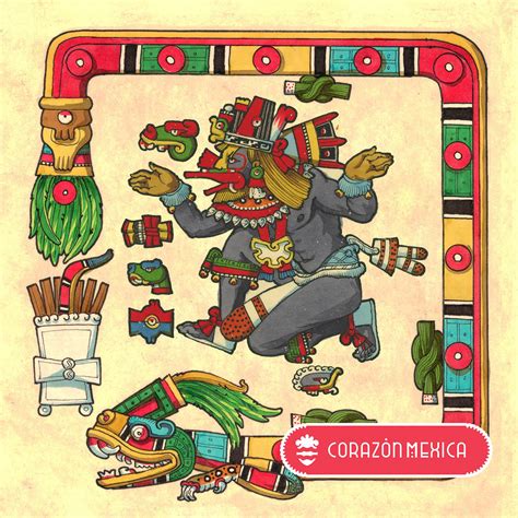 Nahui Tezcatlipoca, Quetzalcoatl, Mexican, Aztec, Art, Mythology, Aztec ...