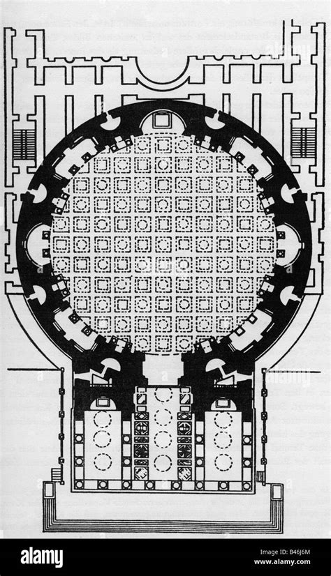 architecture, floor plans, Pantheon, Rome, built betwen 118 abd 125 AD ...