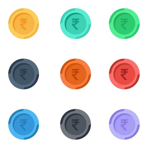 Colorful indian rupee coins icon | Premium Vector